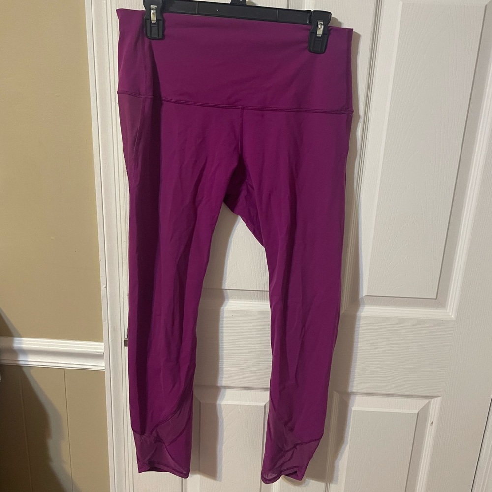 Lululemon Magenta Mesh Panel Leggings Size 12